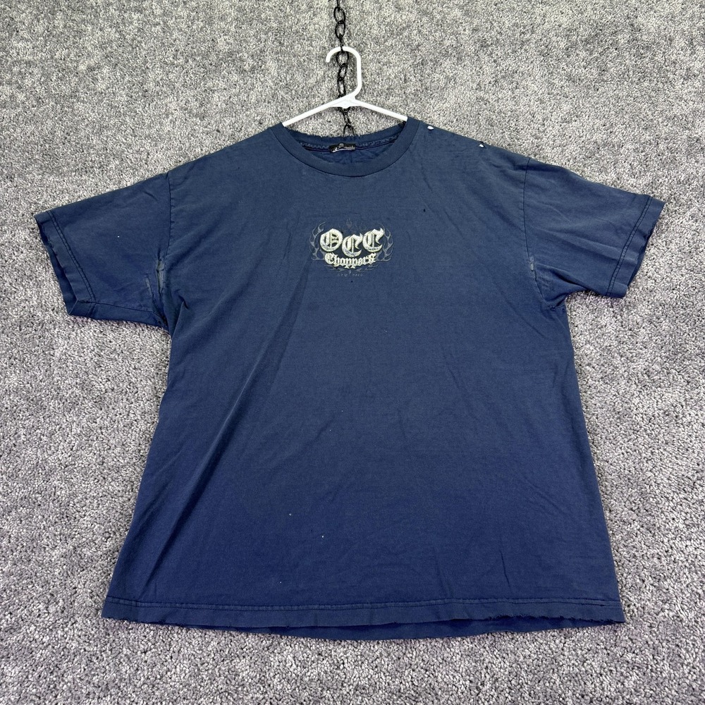 Orange County Choppers Shirt Mens Large Blue Short Sleeve Graphic Tee Motorcycle